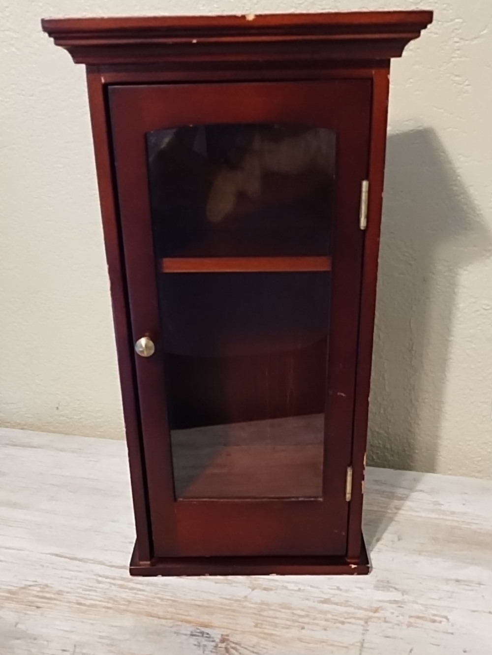 Small Glass-Door Wooden Cabinet - Dark Cherry